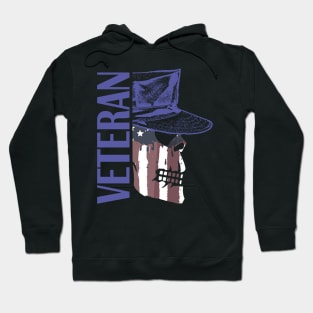 Veteran Painted American Flag Military Skull Hoodie